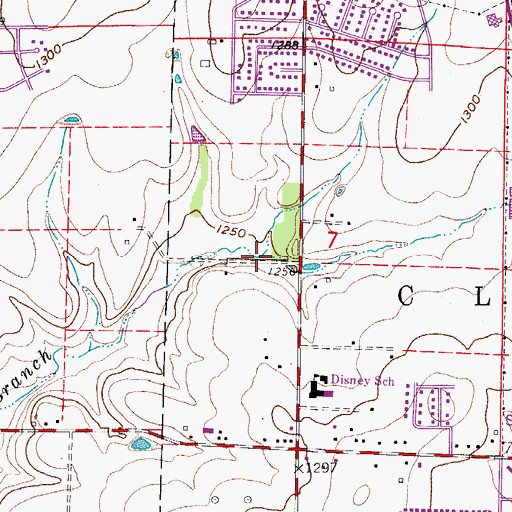 Topographic Map of North Fork Ward Branch, MO