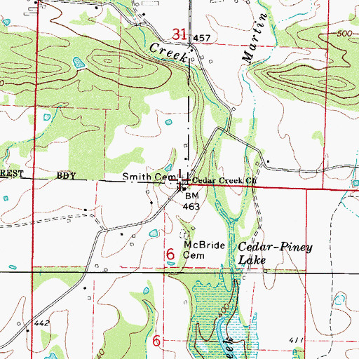 Topographic Map of Smith Family Cemetery, AR