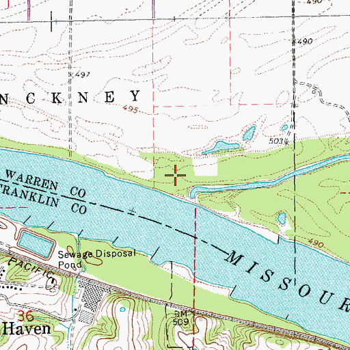 Topographic Map of Yeager Landing, MO