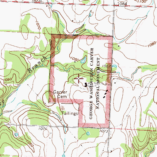 Topographic Map of Birthplace Site, MO