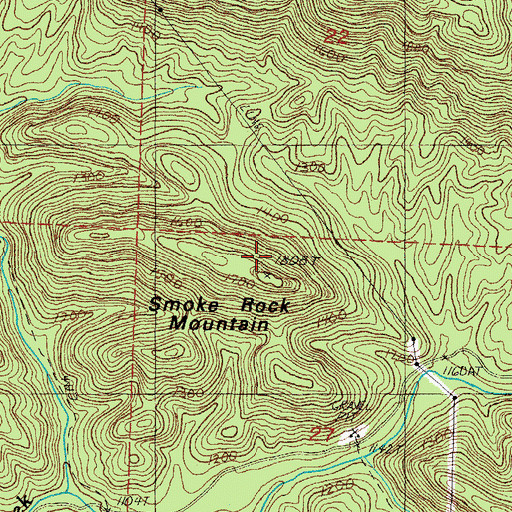 Topographic Map of Smoke Rock Mountain, AR