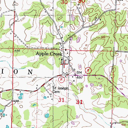Topographic Map of Apple Creek, MO