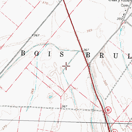 Topographic Map of Bois Brule, MO