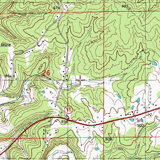 Topographic Map of N.G. Clark Number One Iron Bank, MO