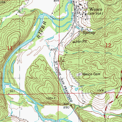 Topographic Map of Pease Iron MIne, MO