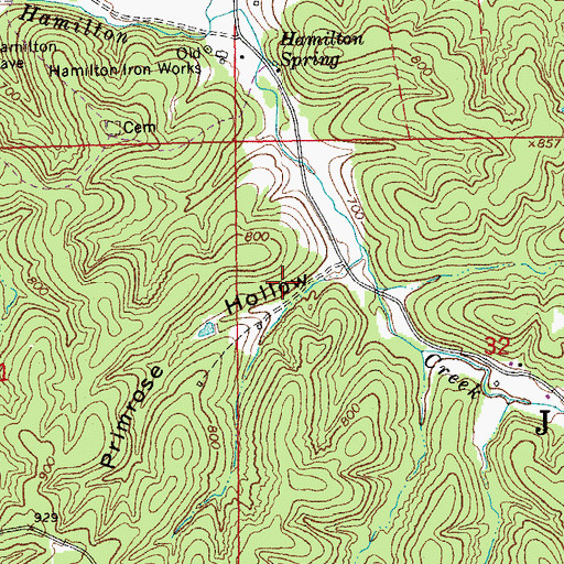 Topographic Map of Primrose Hill Iron Bank, MO