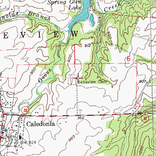 Topographic Map of Belleview Presbyterian Church (historical), MO