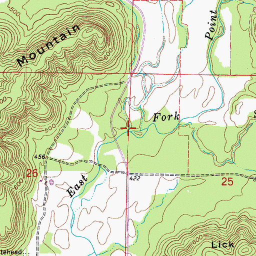 Topographic Map of Sucker Creek, AR