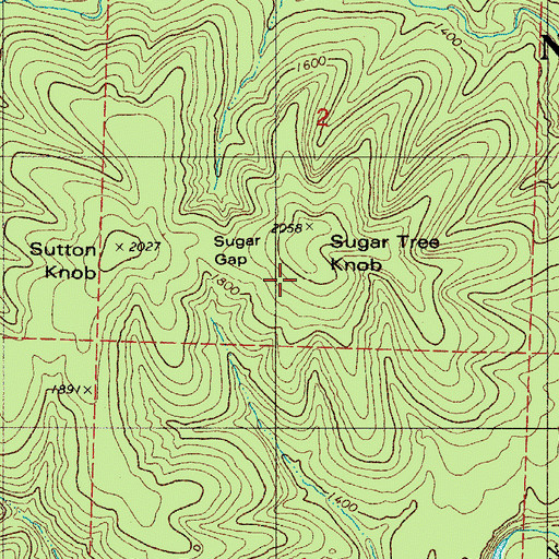 Topographic Map of Sugar Tree Knob, AR