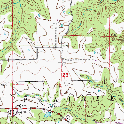 Topographic Map of Pine Knott School (historical), MO