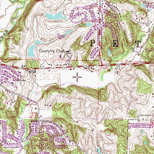 Topographic Map of Mirror Lake (historical), MO
