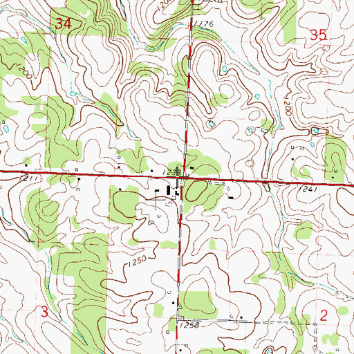 Topographic Map of Center Point, MO