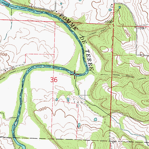 Topographic Map of Schultz Creek, MO