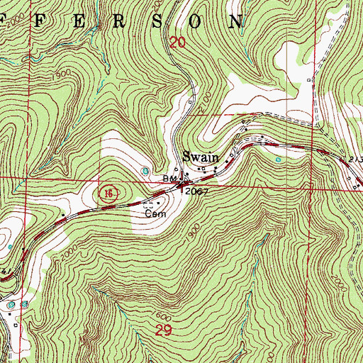 Topographic Map of Swain, AR