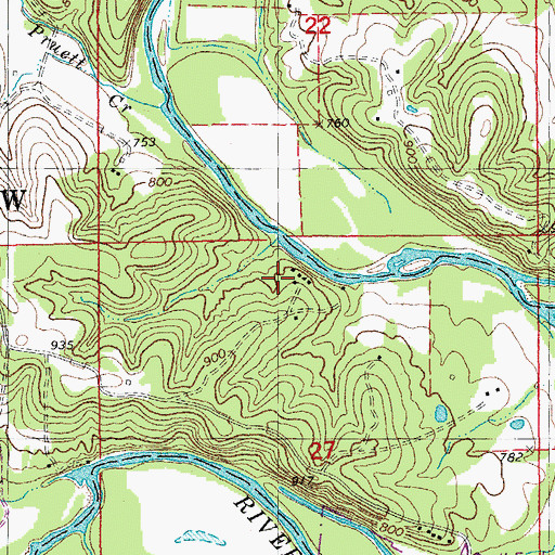 Topographic Map of Thousand Oaks, MO