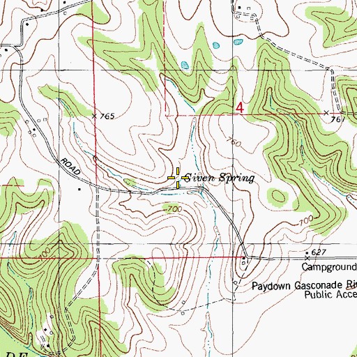 Topographic Map of Given Spring, MO