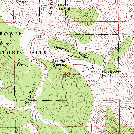 Topographic Map of Apache Spring, AZ