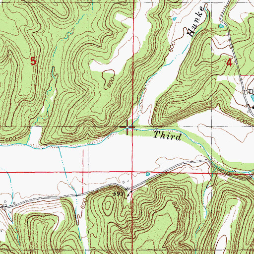Topographic Map of Hunke Creek, MO