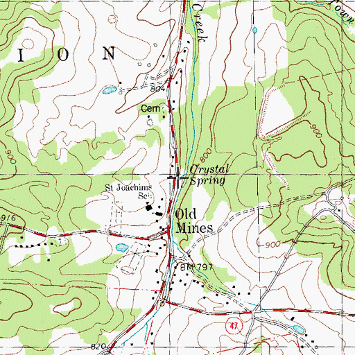 Topographic Map of Crystal Spring, MO