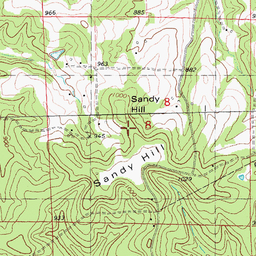 Topographic Map of Sandy Hill, MO