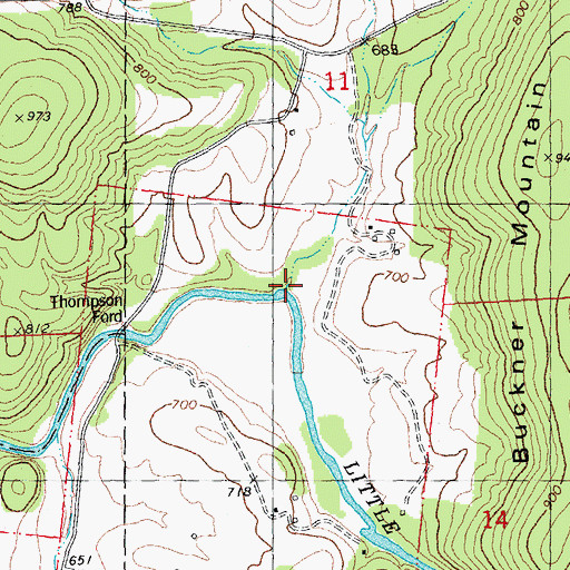 Topographic Map of Plum Creek, MO