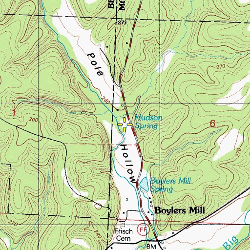 Topographic Map of Hudson Spring, MO