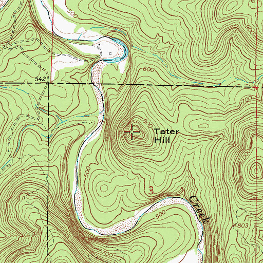 Topographic Map of Tater Hill, AR