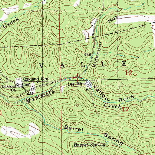 Topographic Map of Yellow Rock Hollow, MO