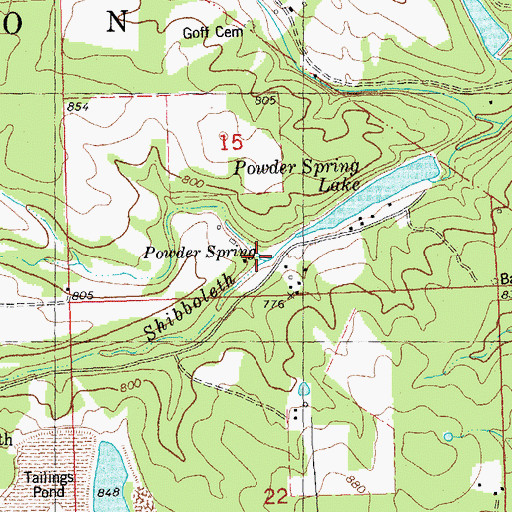 Topographic Map of Powder Spring, MO