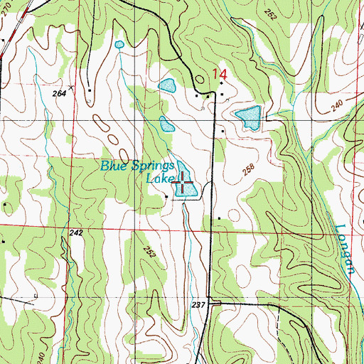Topographic Map of Blue Springs Lake, MO