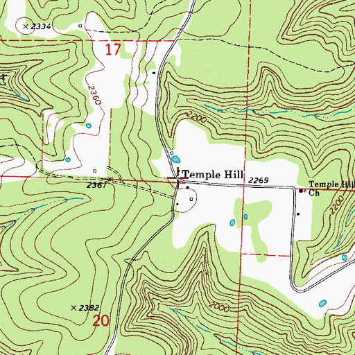 Topographic Map of Temple Hill, AR