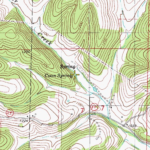 Topographic Map of Coon Spring, MO