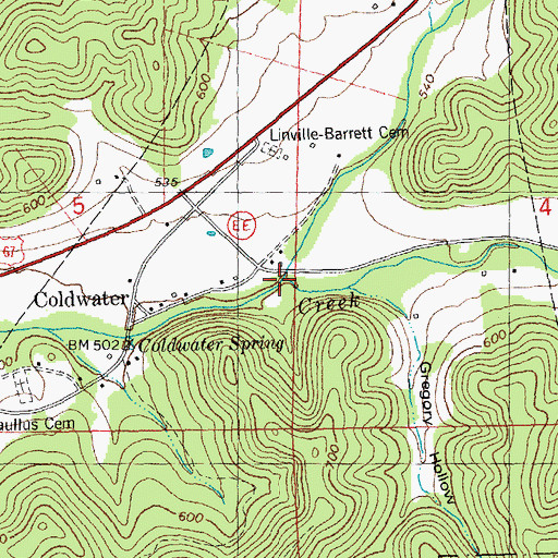 Topographic Map of Greenwood Branch, MO