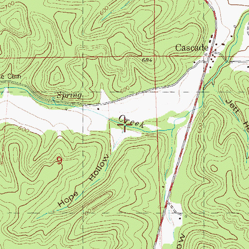 Topographic Map of Hope Hollow, MO