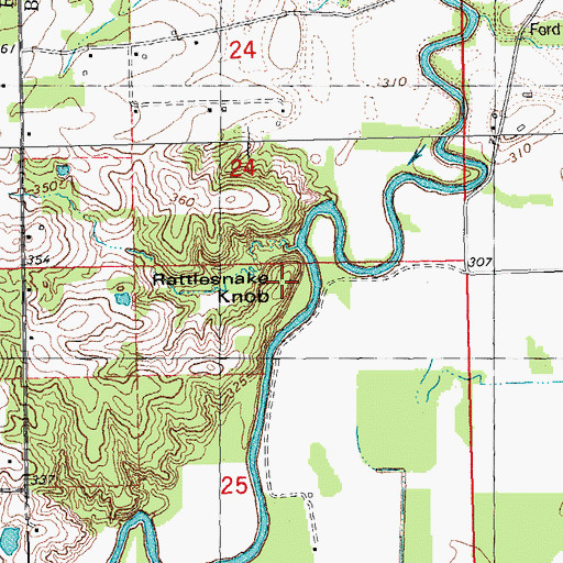 Topographic Map of Rattlesnake Knob, MO