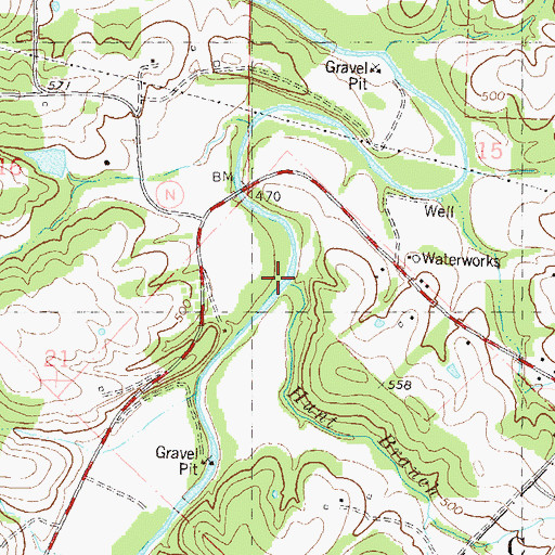 Topographic Map of Hunt Branch, MO