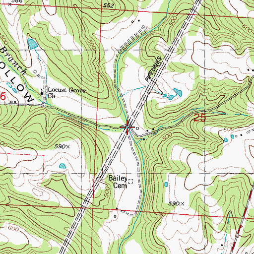 Topographic Map of Dockins Branch, MO