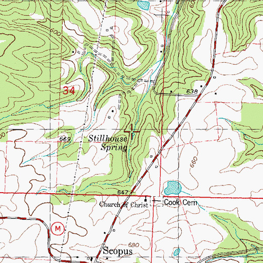 Topographic Map of Stillhouse Spring, MO