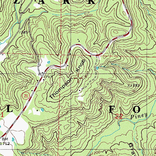Topographic Map of Thompson Knob, AR