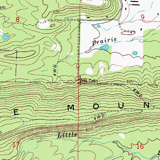 Topographic Map of Tritt Cemetery, AR
