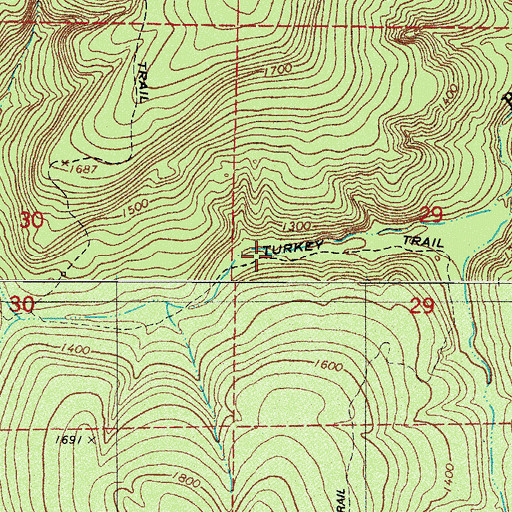 Topographic Map of Turkey Trail, AR