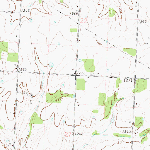 Topographic Map of Wadell, MO