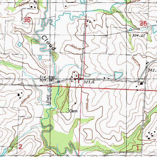 Topographic Map of Bell Grove, MO