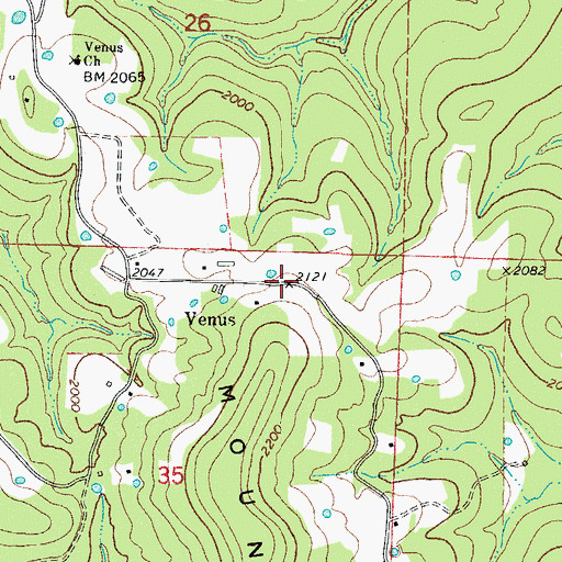 Topographic Map of Venus Mountain, AR