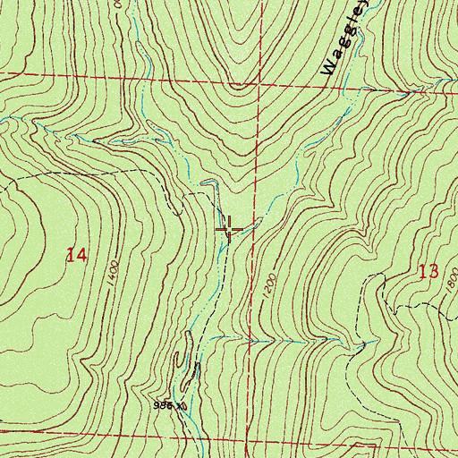 Topographic Map of Waggley Hollow, AR