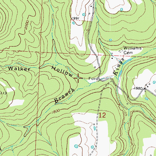 Topographic Map of Walker Hollow, AR