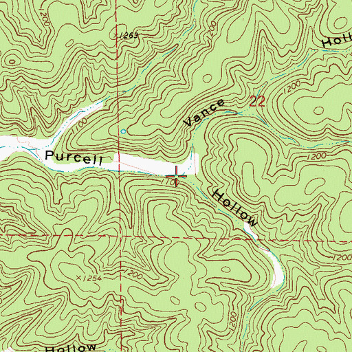 Topographic Map of Gladden Waters, MO