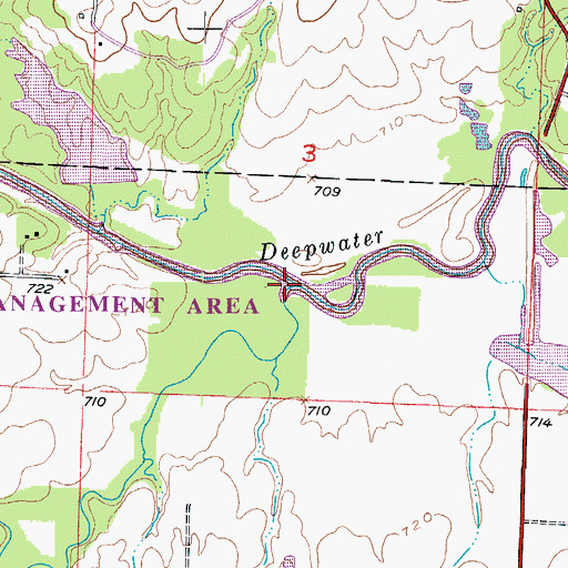 Topographic Map of Marshall Creek, MO