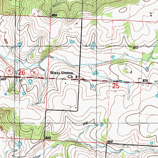 Topographic Map of Ivy, MO