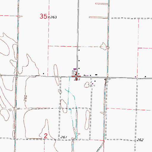 Topographic Map of Mitchells, MO